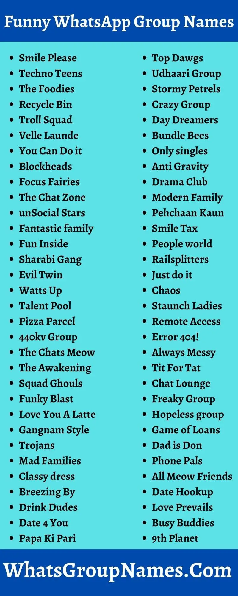 501+ Funny WhatsApp Group Names For Girls & Boys
