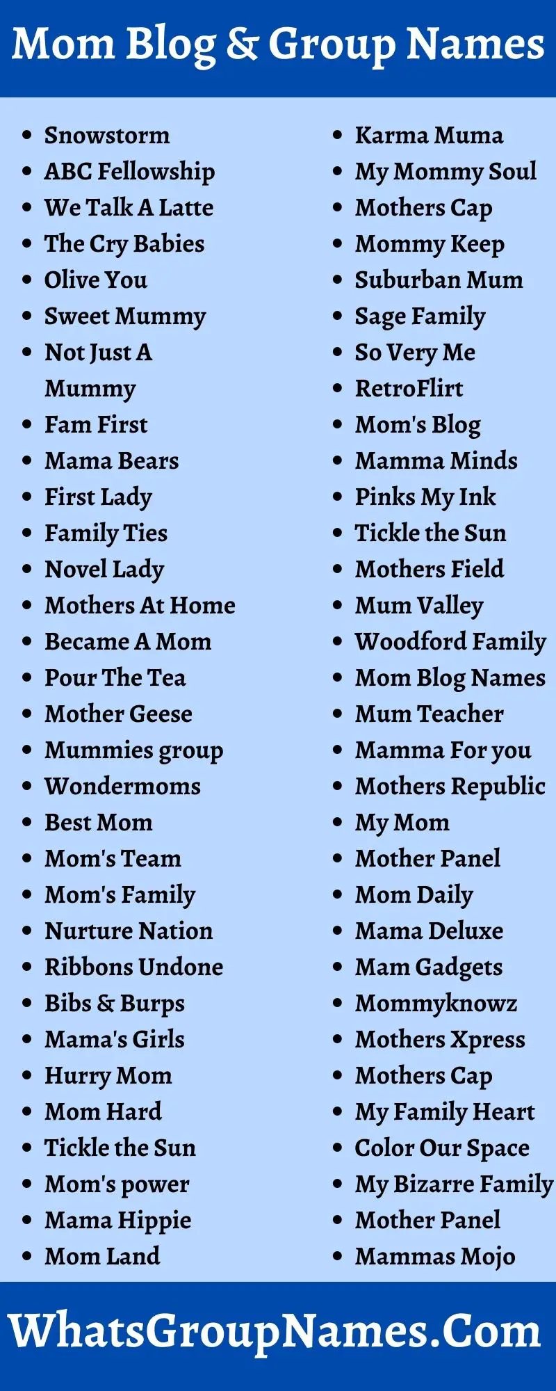 Mom Blog & Group Names