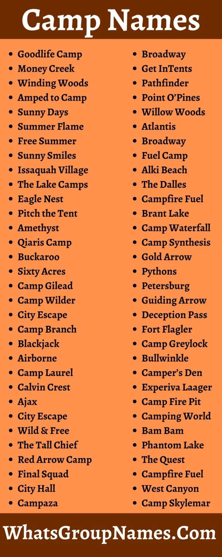 camping trip names