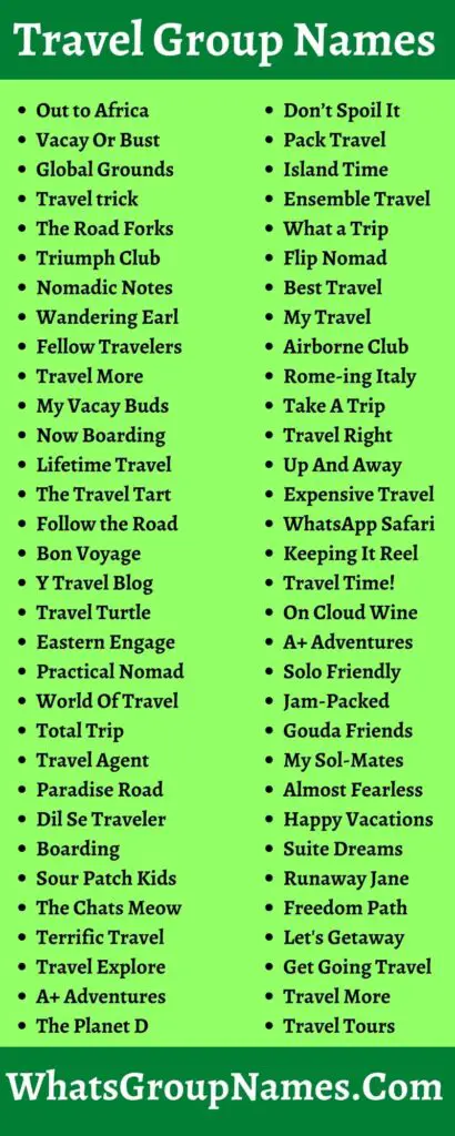 travel group names for whatsapp