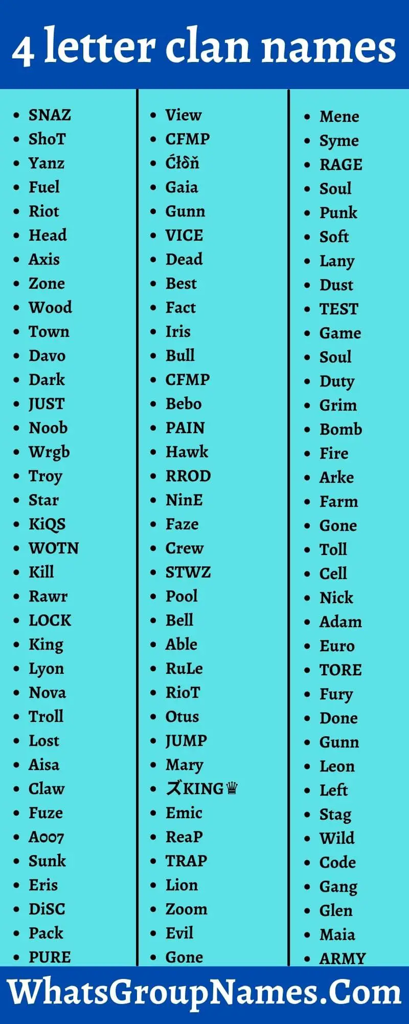 4 letter clan names