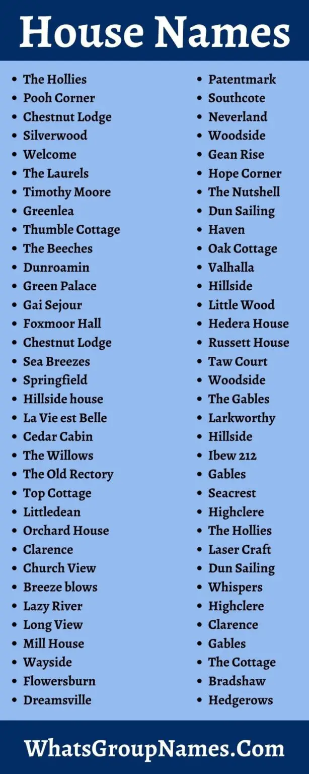 House Names [2021] Unique And Great Names For Home