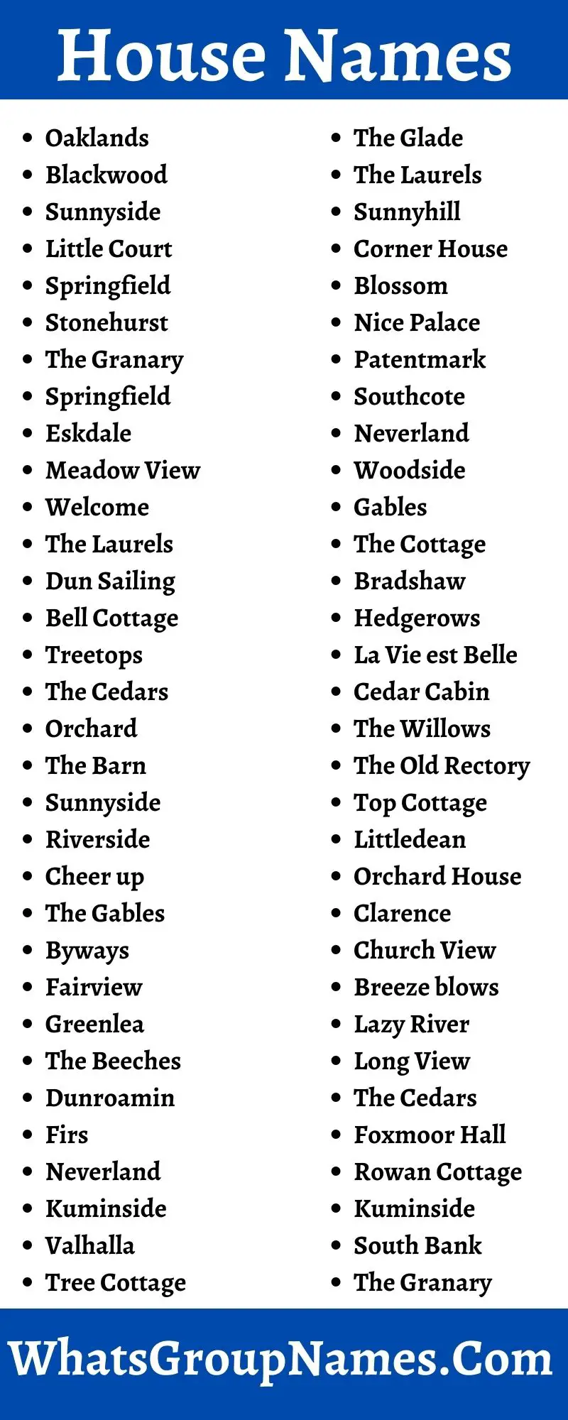 402+ House Names To Make Your House's Proper Identity
