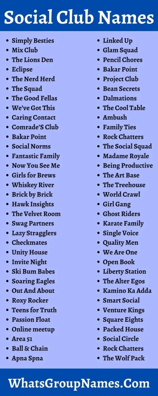 Social Club Names & Also Social Group Names Ideas [2021]