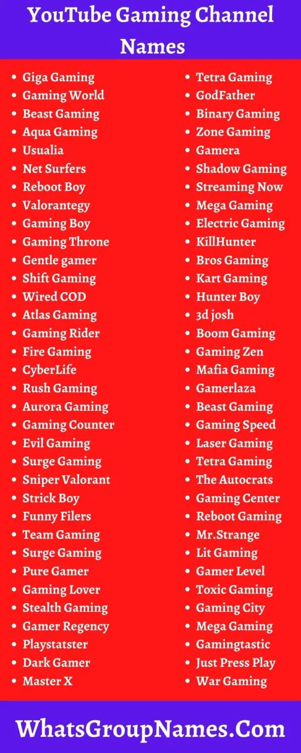 Cool Top Gaming Channel Names For Youtube in Living room