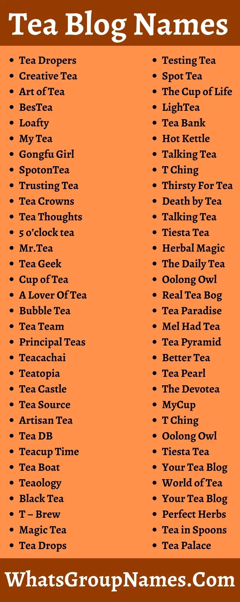 Tea Blog Names