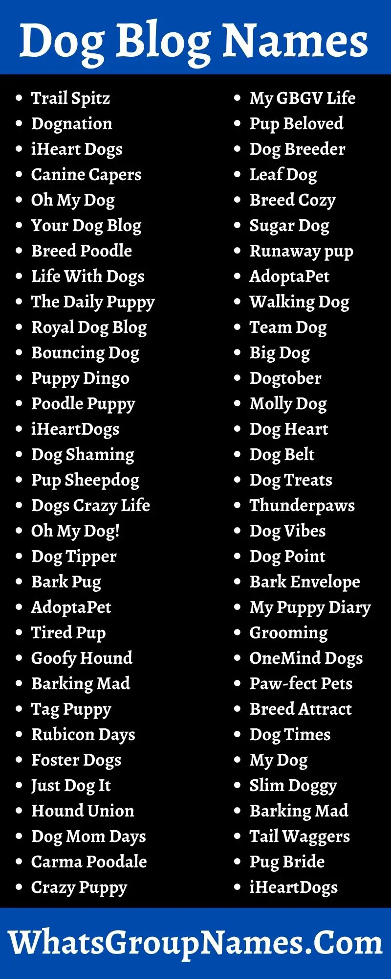 Dog Blog Names