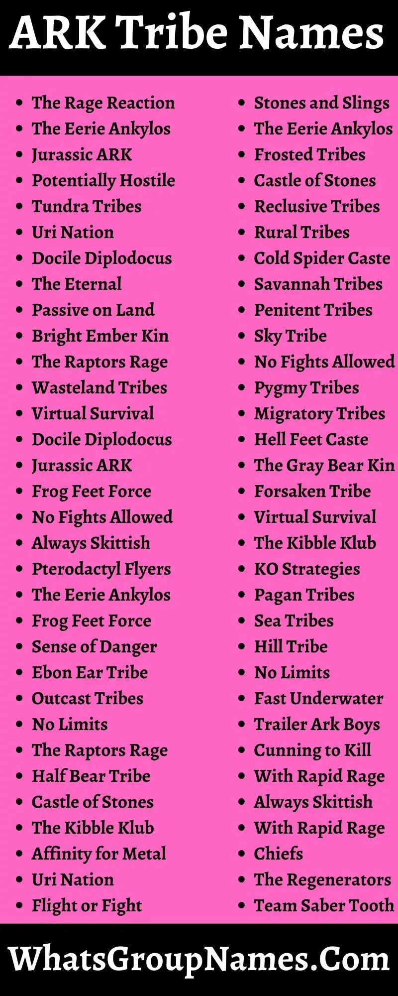 ARK Tribe Names