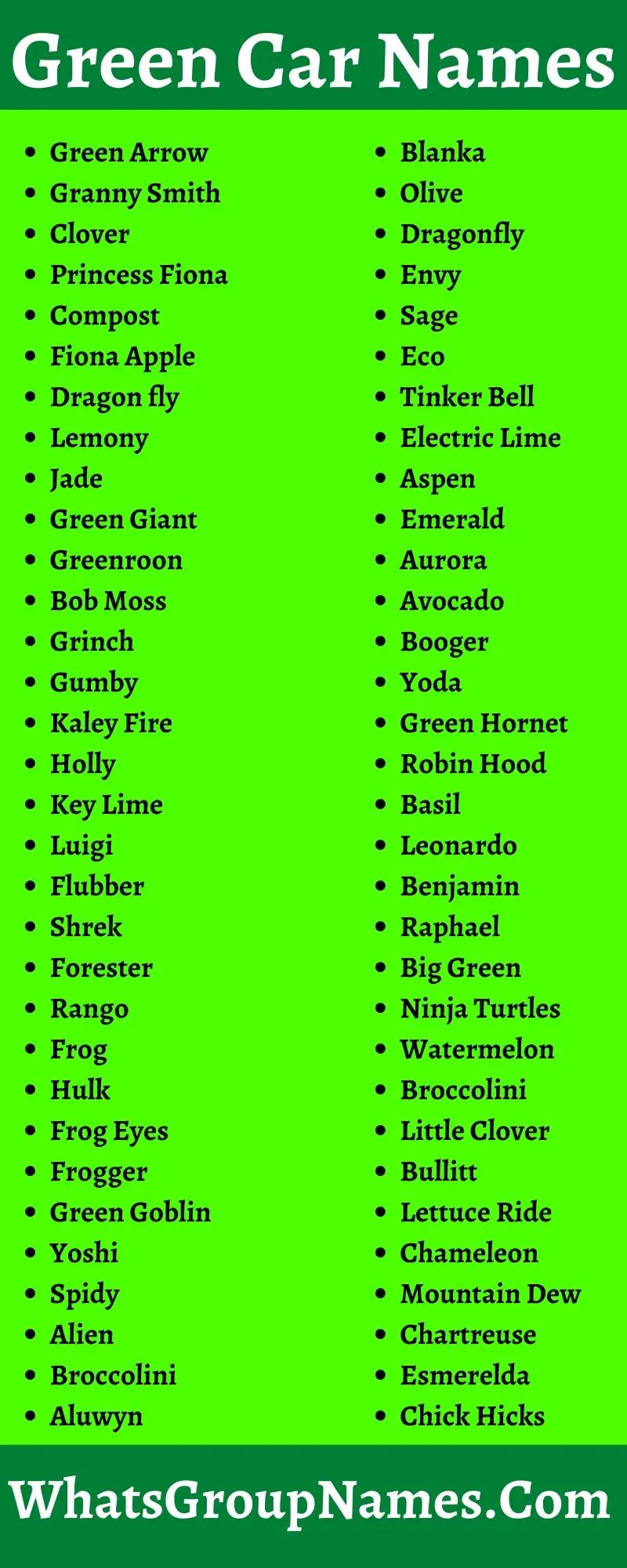Green Car Names