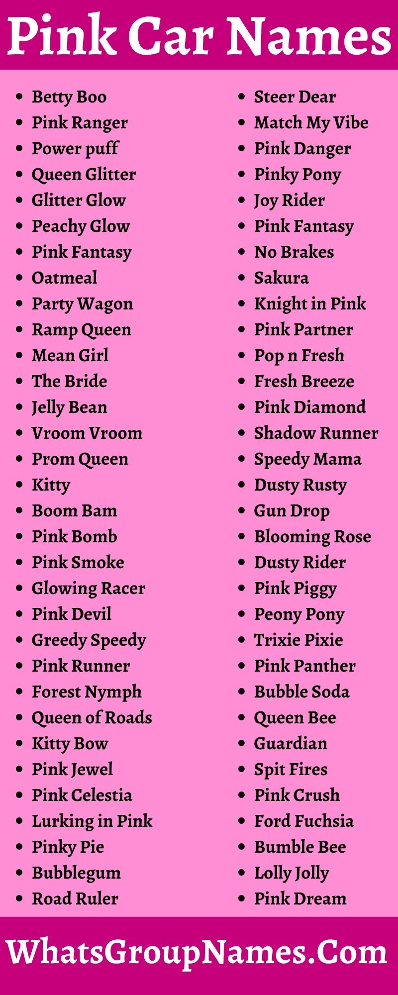 Pink Car Names