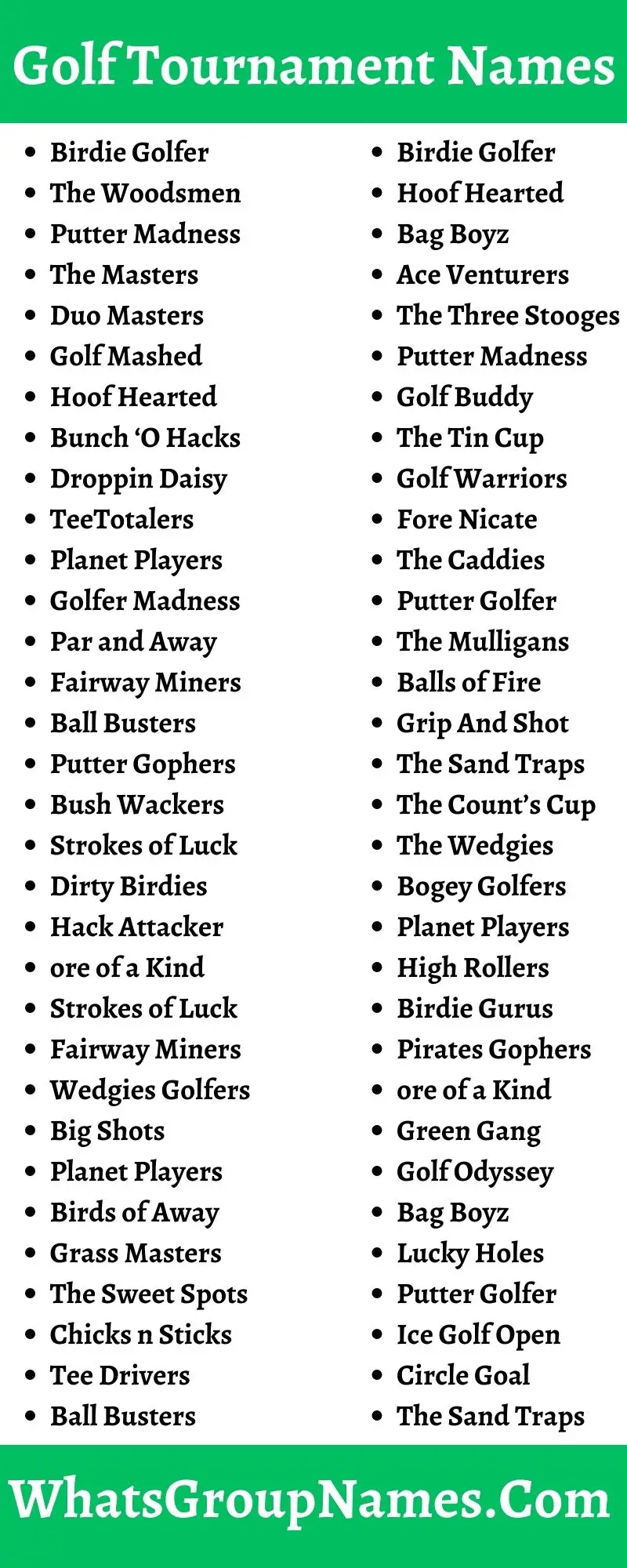 Golf Tournament Names