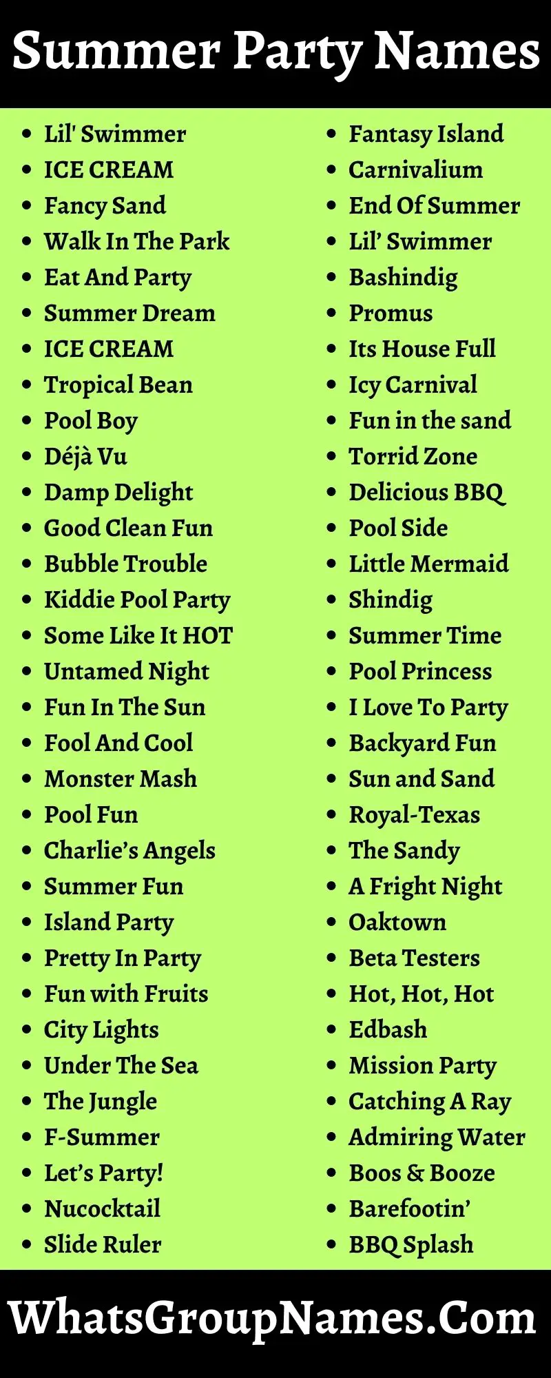 Summer Party Names