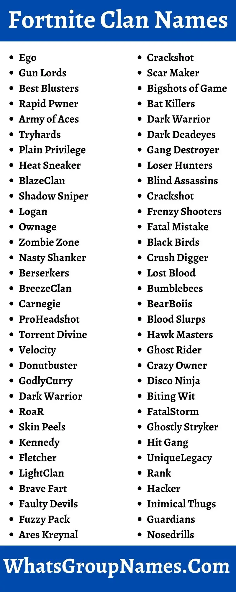 Fortnite Clan Names