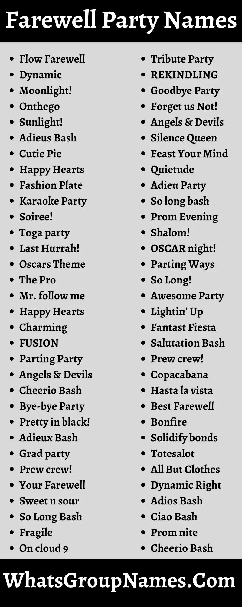 Farewell Party Names