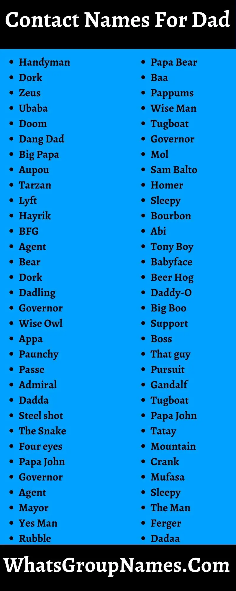 Contact Names For Dad