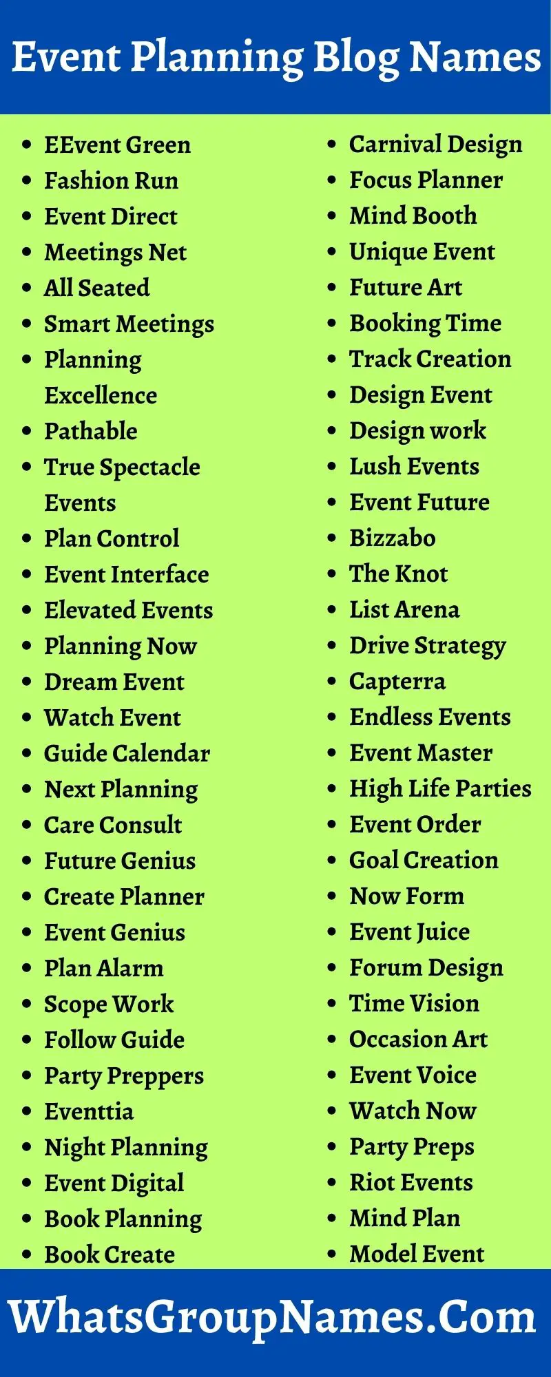 Event Planning Blog Names