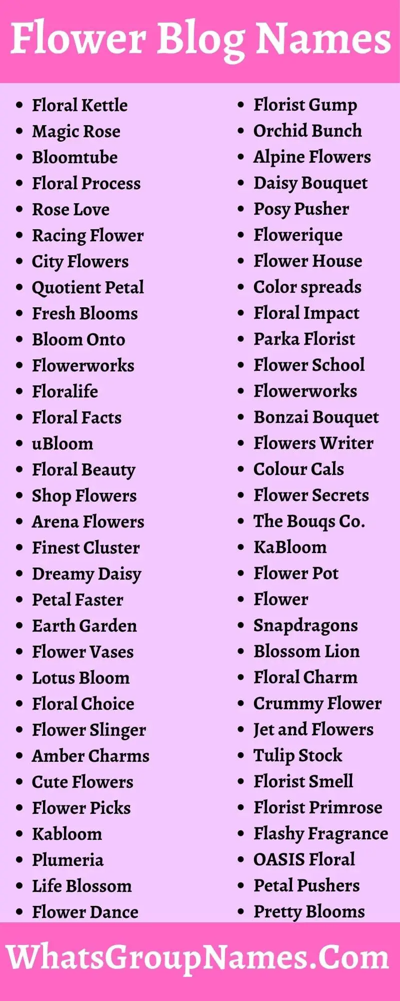 Flower Blog Names