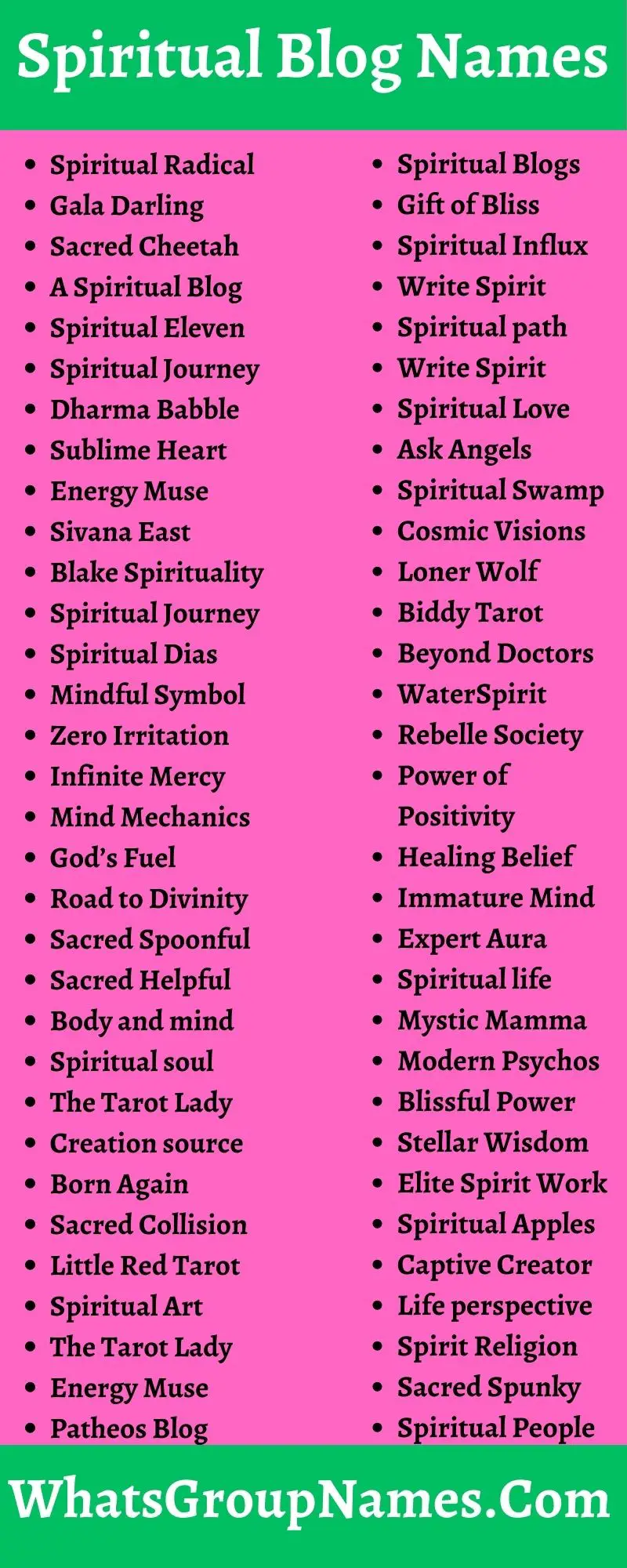 Spiritual Blog Names