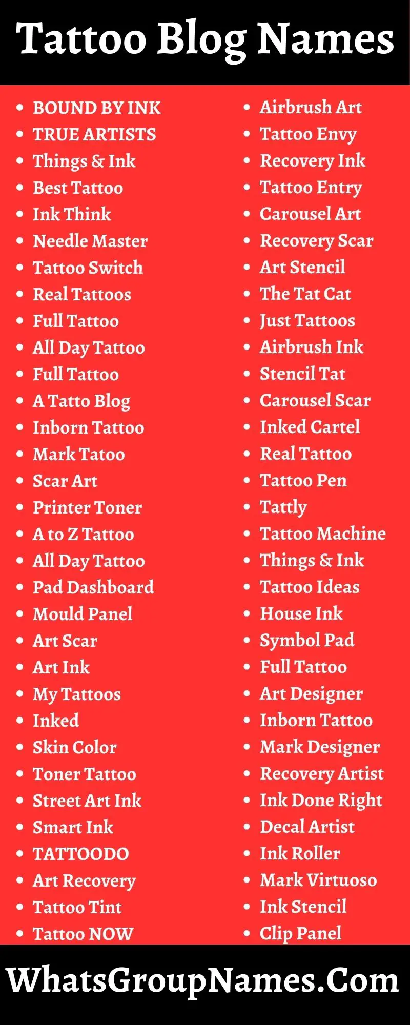 Tattoo Blog Names