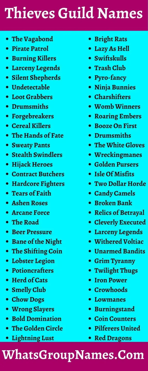 200 Thieves Guild Names [ D&D, DND, & Rogue ]