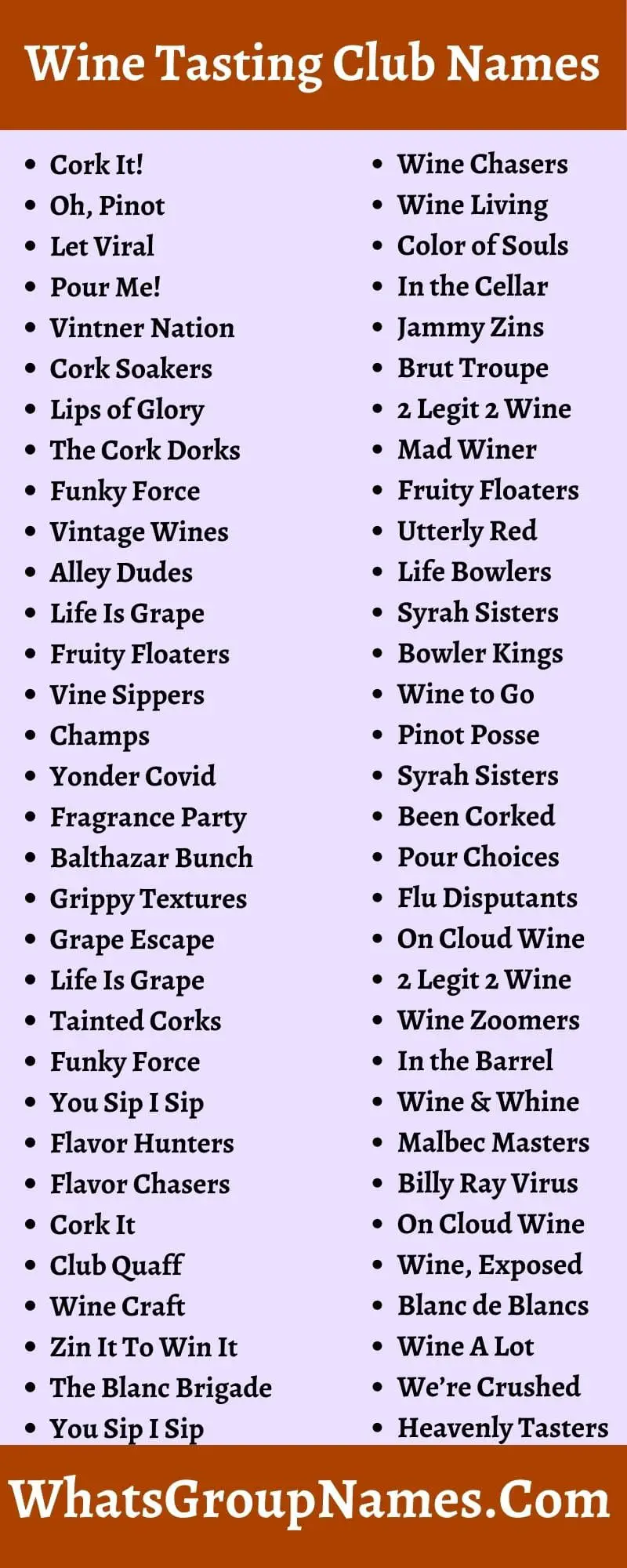 Wine Tasting Club Names