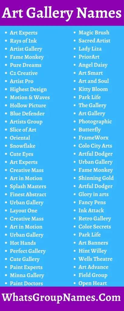 330+ Art Gallery Names And Cool & Creative Art Studio Names
