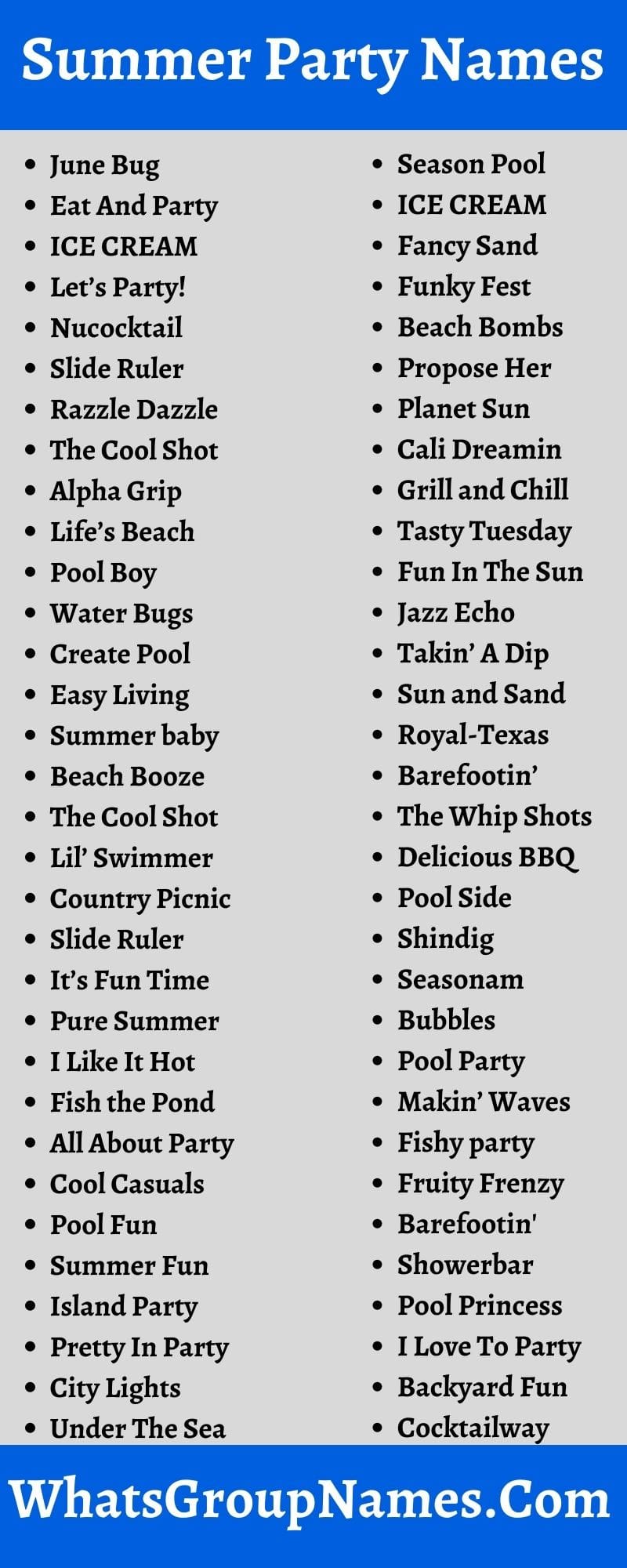 Summer Party Names