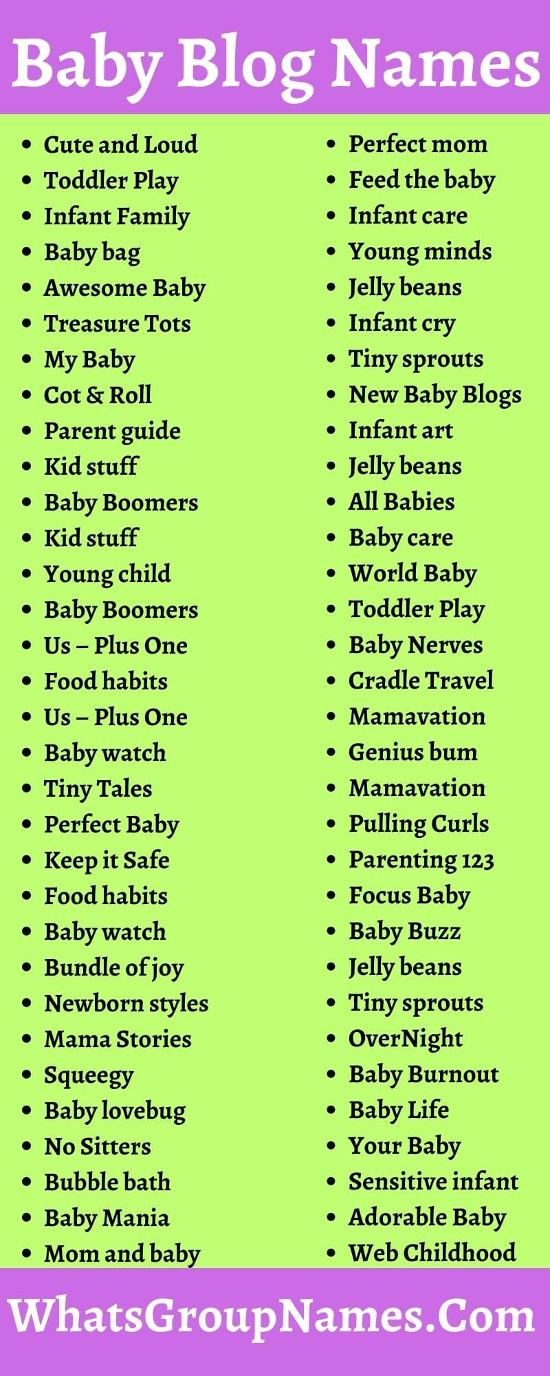 Baby Blog Names