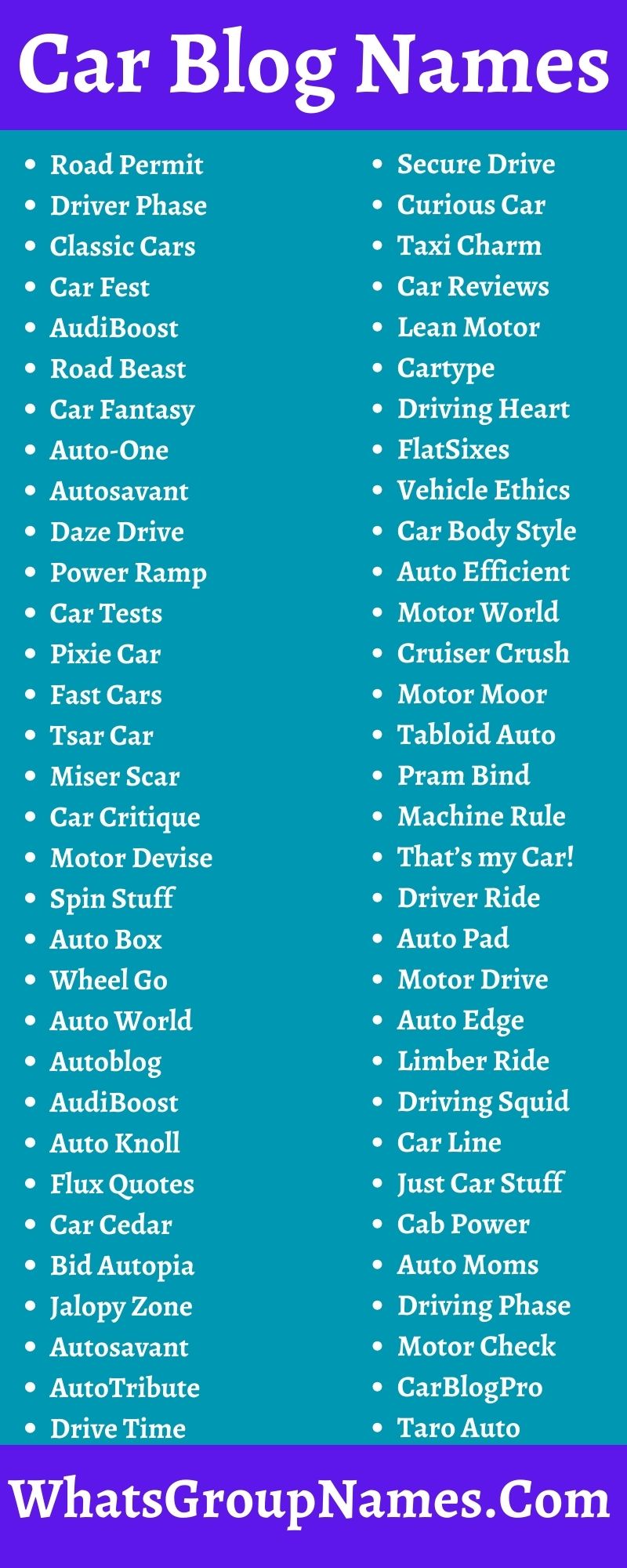 Car Blog Names