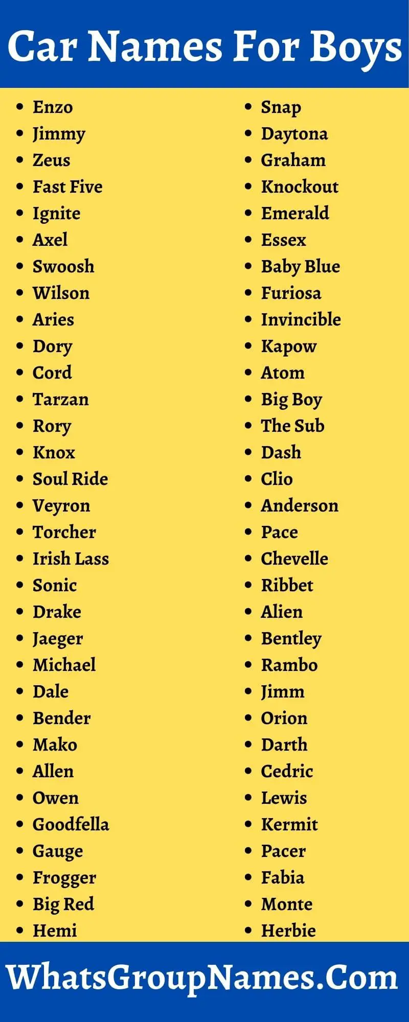 Car Names For Boys