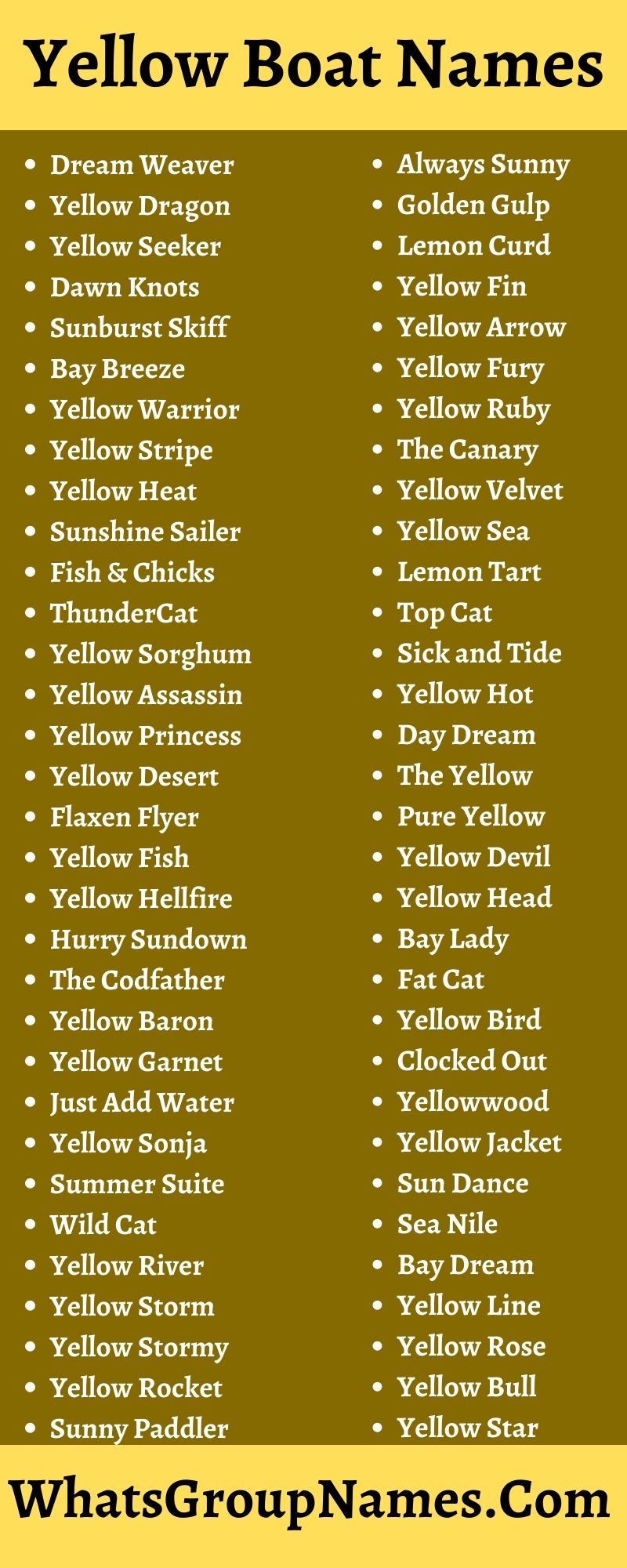 Yellow Boat Names