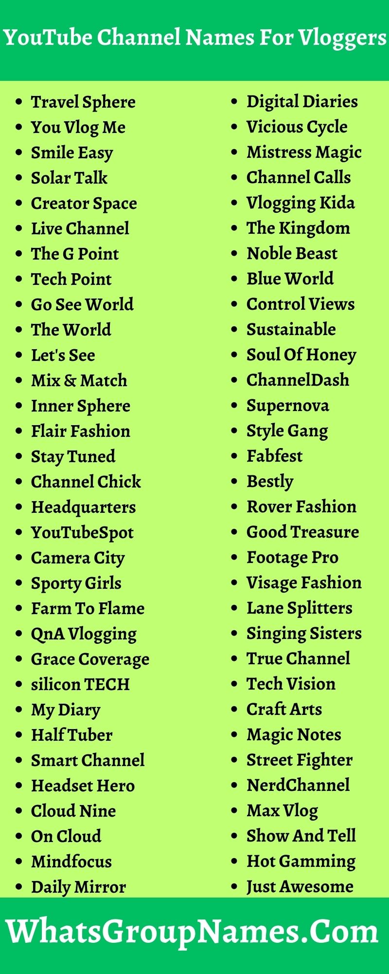 YouTube Channel Names For Vloggers